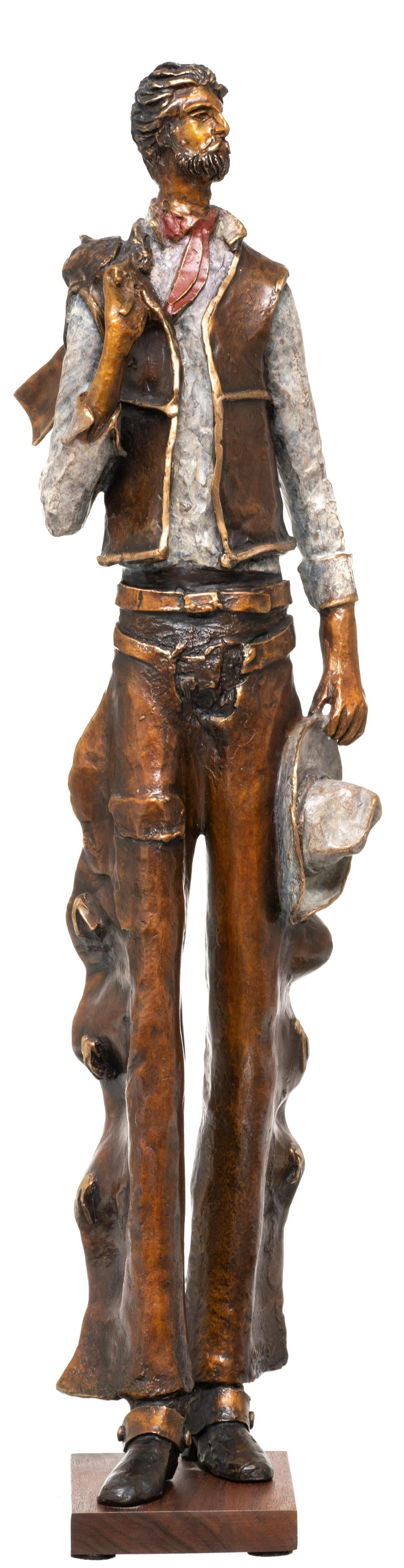 David Pryor Adickes (b. 1927), "Standing Cowboy": David Pryor Adickes (b. 1927), "Standing Cowboy", bronze, 25 x 8 x 4" Provenance: Collection of the artist (Houston, TX) David Adickes was born in 1927 in Texas. The career of this well known Texas