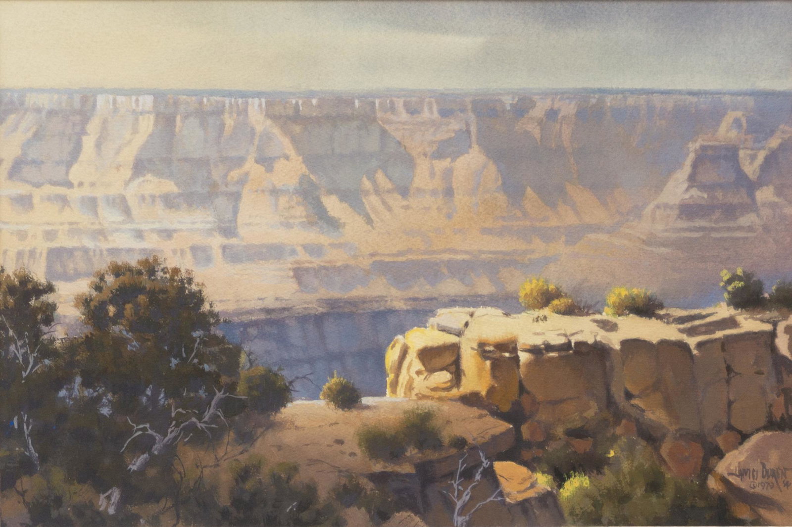 James Boren (1921-1990), "Afternoon Shadows", 1979: James Boren (1921-1990), "Afternoon Shadows", 1979, watercolor, sight: 14 x 21", frame: 23.5 x 30.5" A noted watercolor and oil painter of western scenes and member of the Cowboy Artists of Ameri