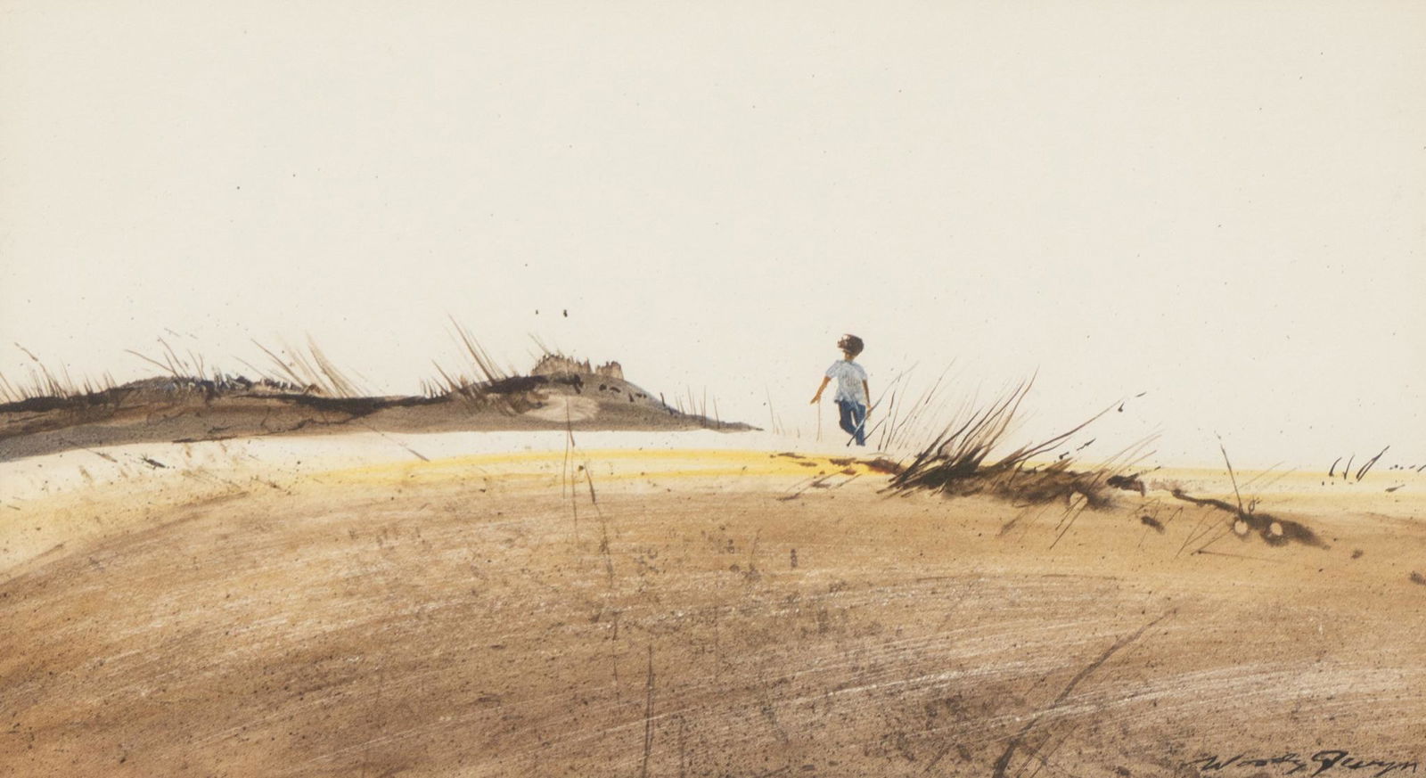 Woody Gwyn (b. 1944), "Over the Dunes": Woody Gwyn (b. 1944), "Over the Dunes", watercolor, 10 x 17", frame: 18.5 x 25.5" Provenance: A Dallas, Texas collection