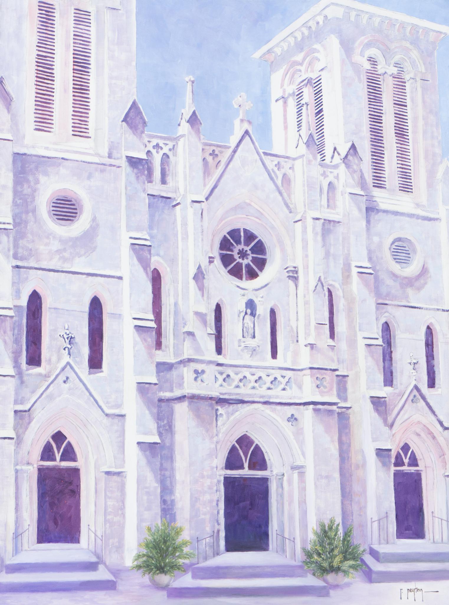 Randy Peyton (b. 1958), "San Fernando Cathedral Study": Randy Peyton (b. 1958), "San Fernando Cathedral Study", oil on canvas, 40 x 30", frame: 41 x 31.5" Provenance: An Alamo Heights, Texas collection Native-born Texan Randy Peyton started painting the