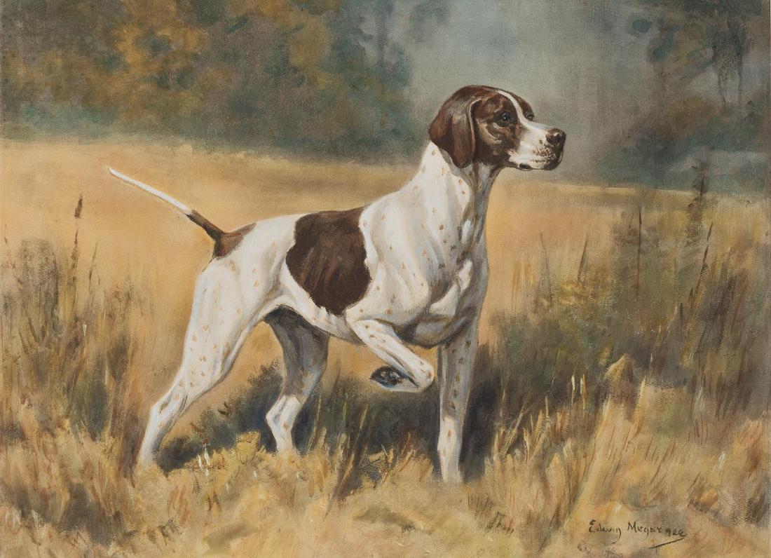 Edwin Megargee (1883-1958), "Staunch", Derrydale Press: Edwin Megargee (1883-1958), "Staunch", hand-colored engraving published by Derrydale Press in 1938, edition 144/250 signed LR, plate: 11.5 x 15.25", paper: 20 x 25" Edwin Megargee was an animal p