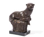 Charles Umlauf (1911-1944), Otter with Fish, bronze