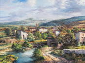 Jose Vives-Atsara (1919-2004), "Pueblo, Catalonia" oil