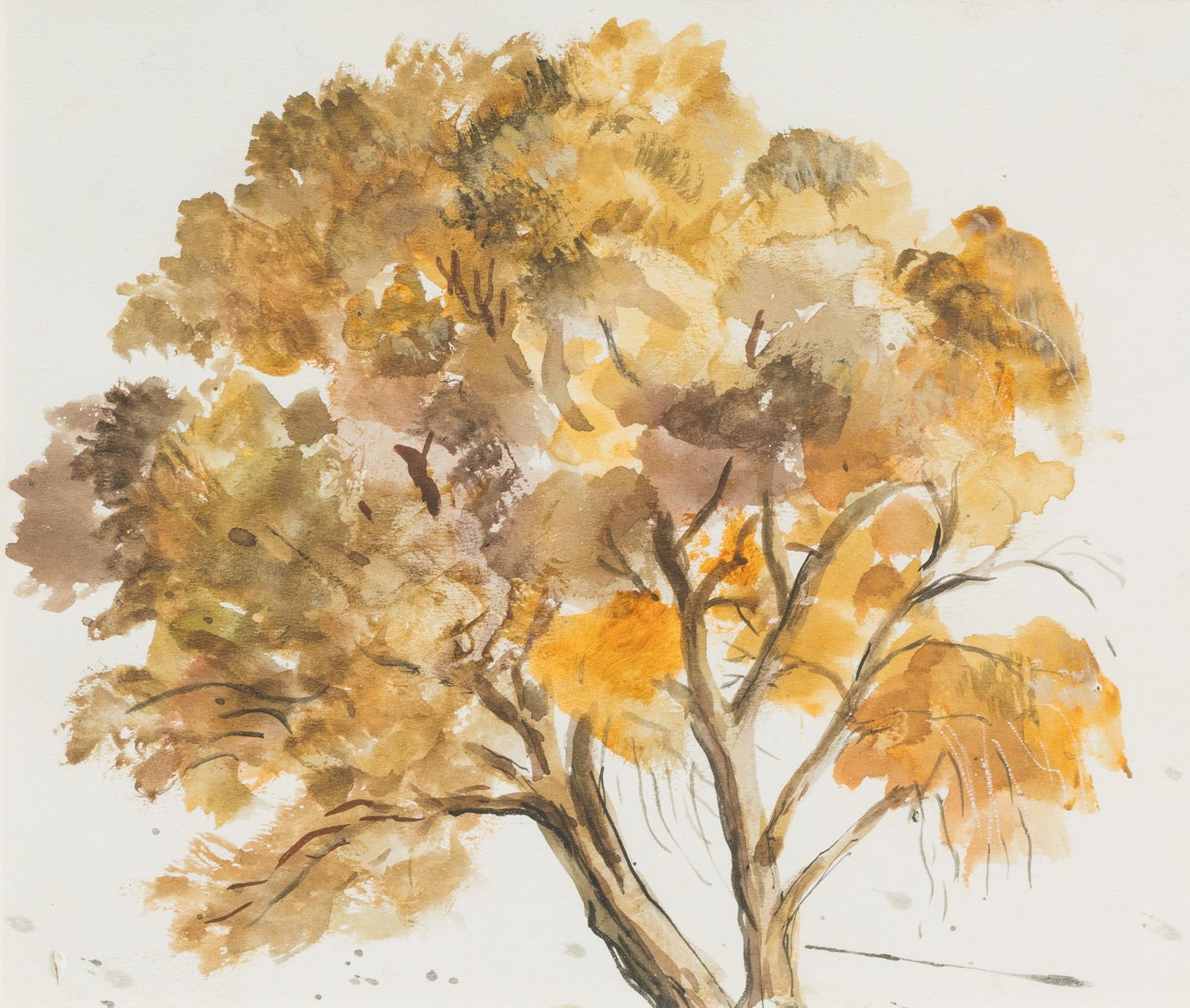 Peter Hurd (1904-1984), "El Alamito", watercolor,: Peter Hurd (1904-1984), "El Alamito", watercolor, sight: 7 x 8.25", frame: 15.5 x 16" Peter Hurd attended West Point Military Academy and then studied art at the Pennsylvania Academy of Fine Art. In 1