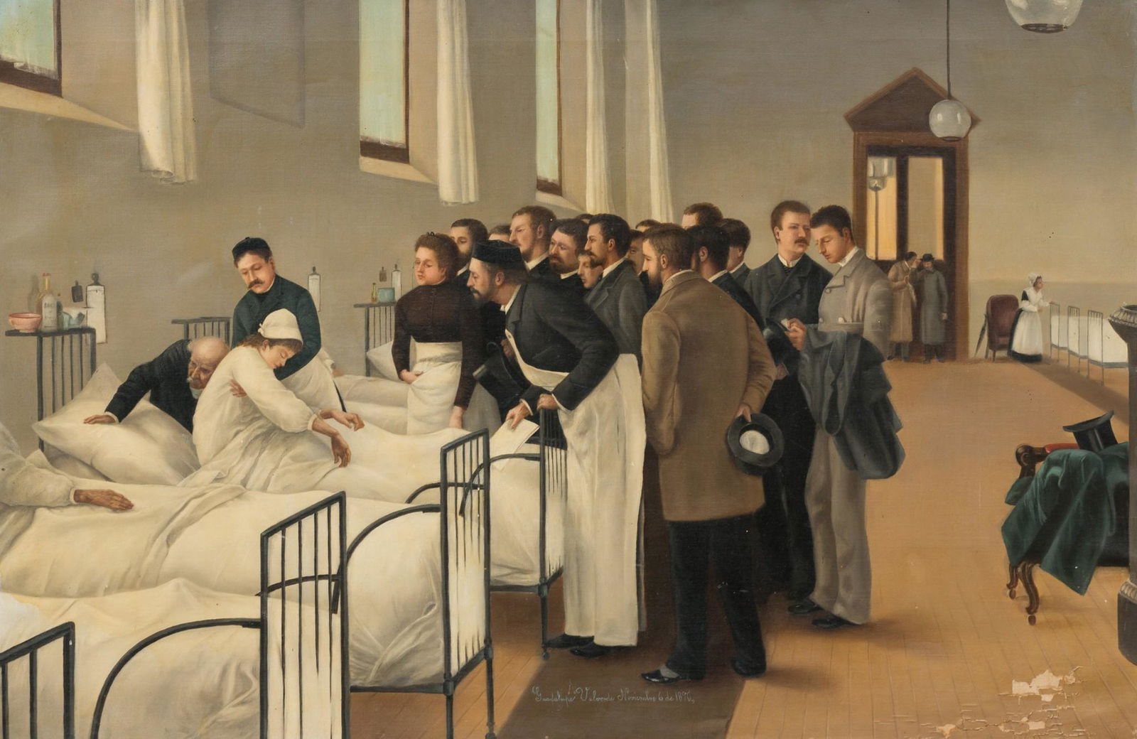 Guadalupe Valverde, after Luis Jimenez y Aranda, The: Guadalupe Valverde, after Luis Jimenez y Aranda, The Visit of the Doctor, 1955, oil on canvas, 24 x 36.5", frame: 27.75 x 40.25" 