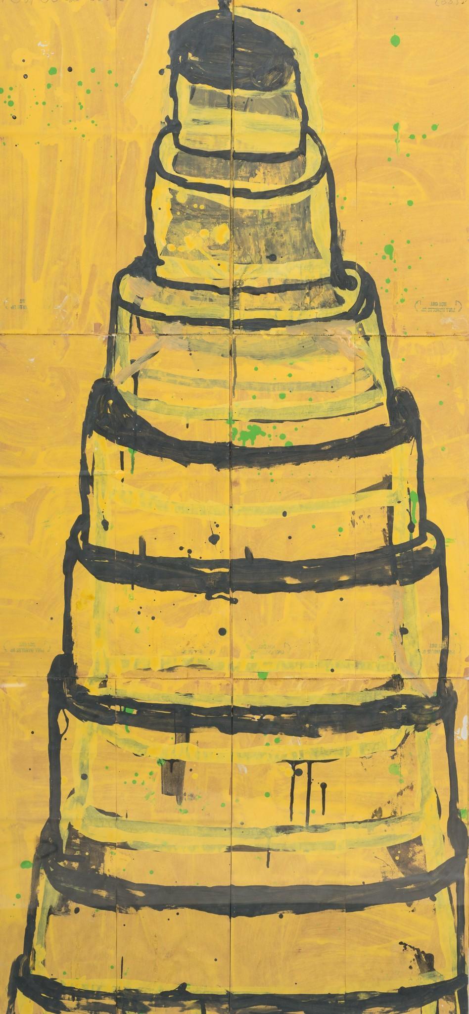 Gary Komarin (b. 1951), Birthday Cake, 2003, Mixed: Gary Komarin (b. 1951), Birthday Cake, 2003, mixed media on paper, 51 x 23.5", frame: 54.5 x 27.25" Provenance: the Estate of Nancye Miller A master of Post-Painterly Abstraction, Gary Komarin has bee