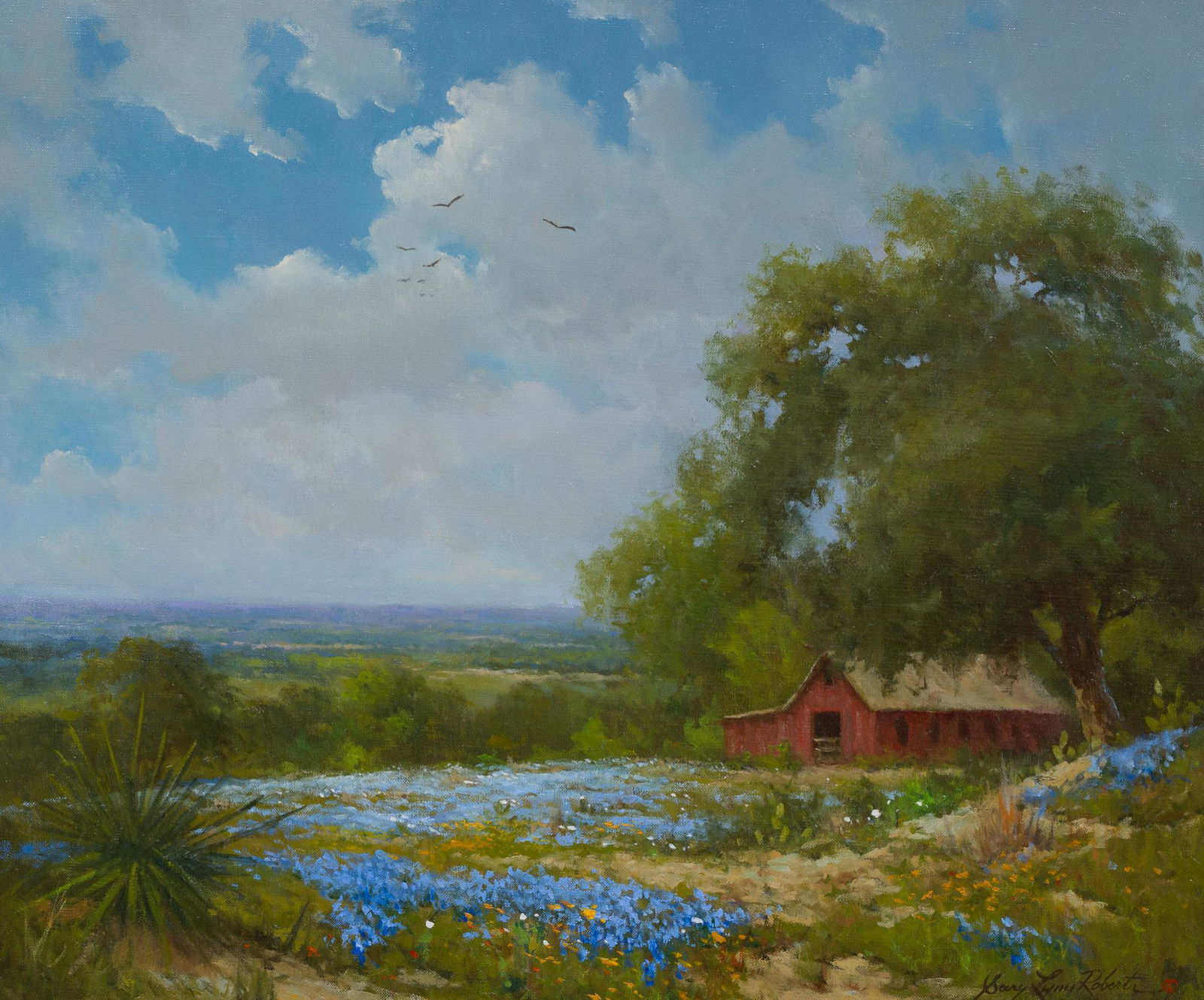 Gary Lynn Roberts (b. 1953), "West of Austin", 2020,: Gary Lynn Roberts (b. 1953), "West of Austin", 2020, oil on canvas, 20 x 24", frame: 27.75 x 31.75" The son of noted Western artist Joe Rader Roberts, Gary Lynn Roberts grew up surrounded by art. "I w