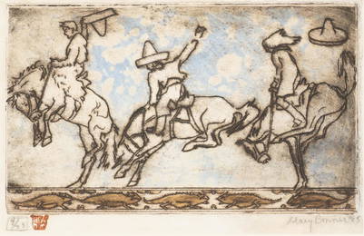 Mary Bonner (1887-1935), Bronco Busters, 1925, etching