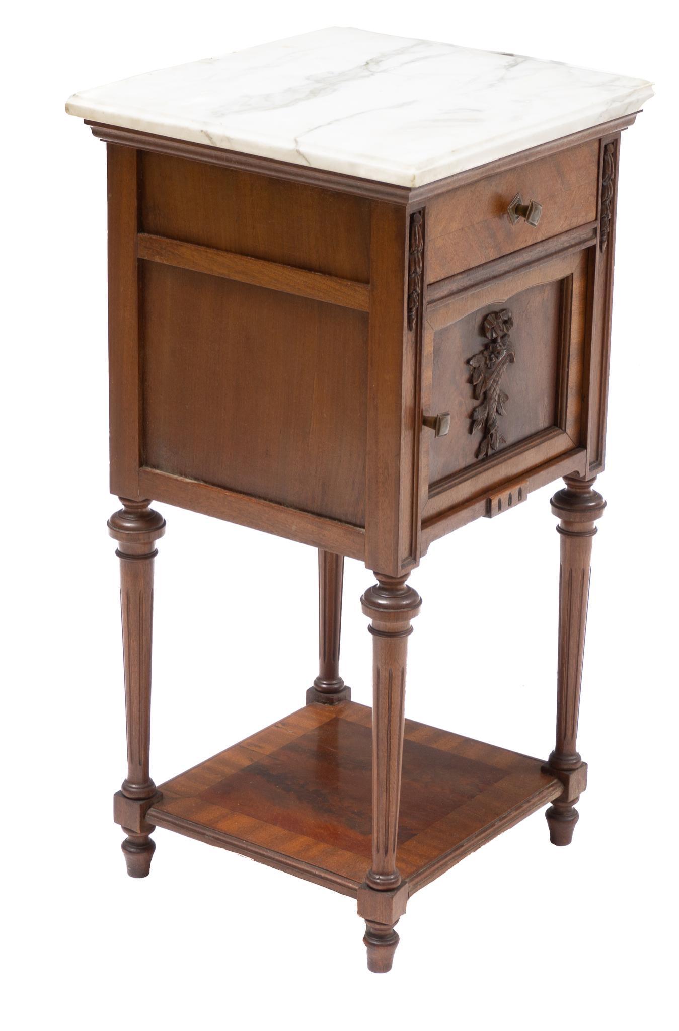 Louis Philippe Marble Top Night Stand (1 of 4)