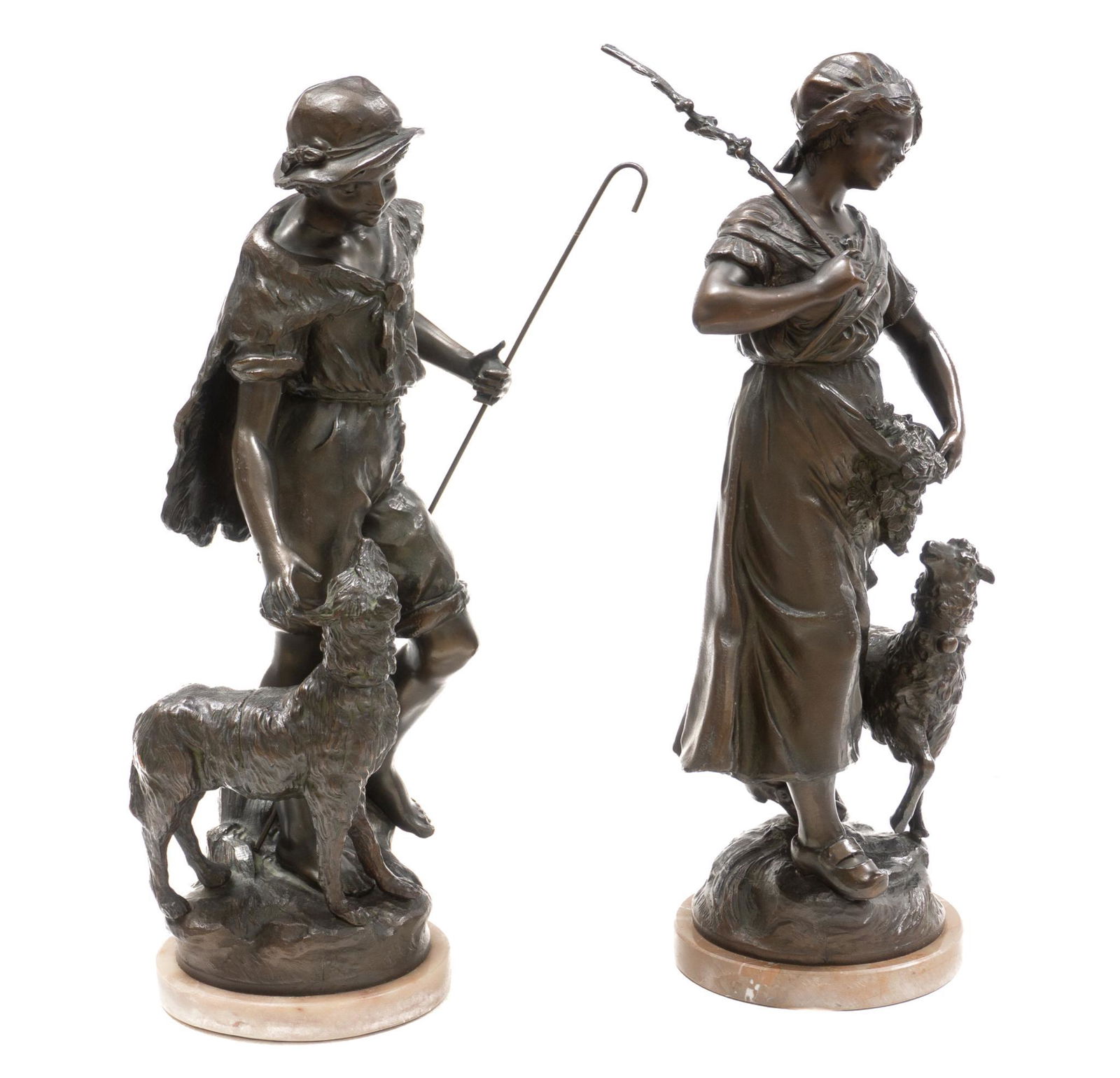 Pair of Bronze Statues, Shepherds (1 of 3)