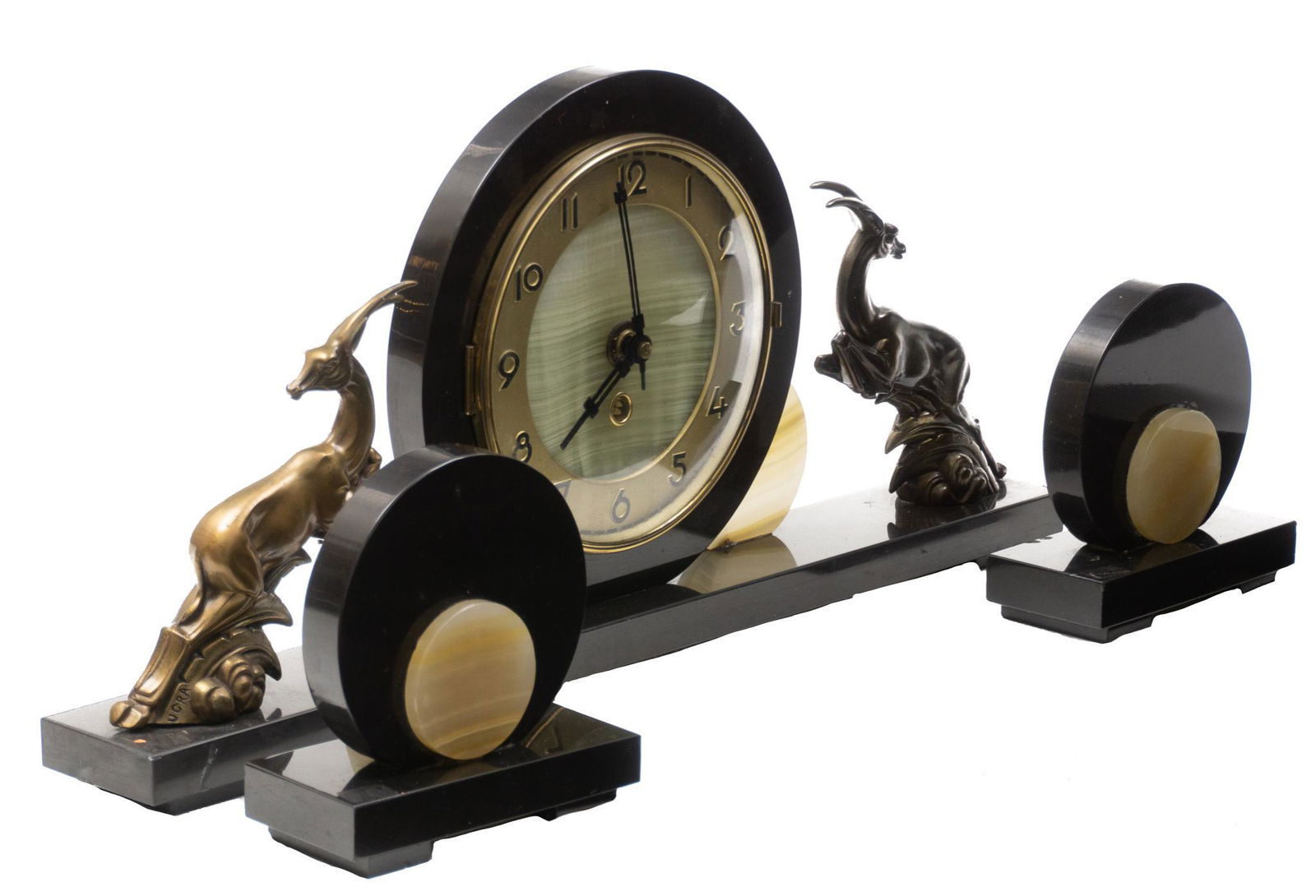 Art Deco Alabaster Clock Garniture Set (1 of 4)