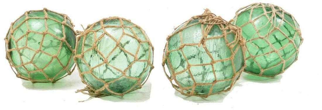 Lot of 4 Vintage Hand Blown Glass Nautical Floats (1 of 2)