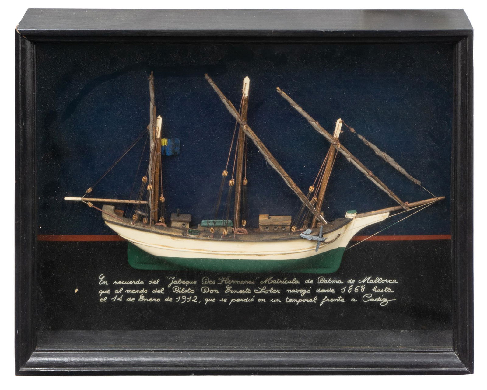 Vintage Spanish Model Ship Shadow Box (1 of 2)