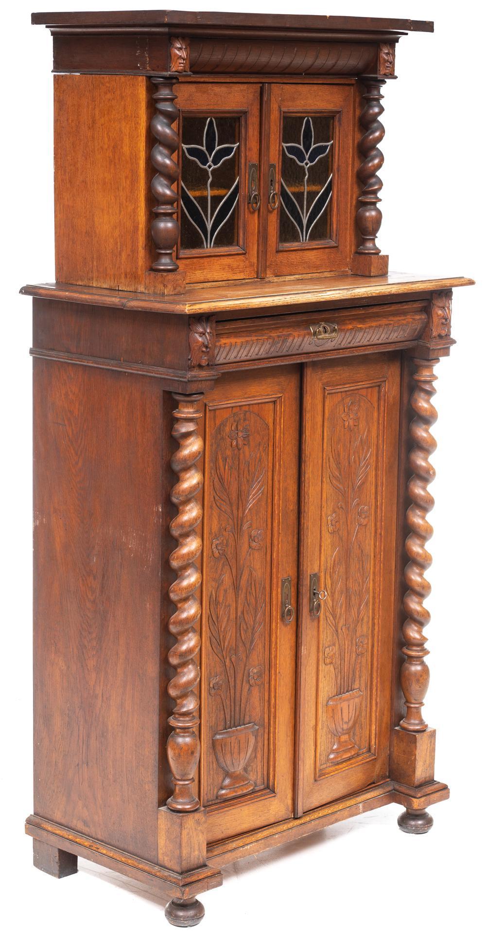 French Leaded Glass Cabinet (1 of 4)