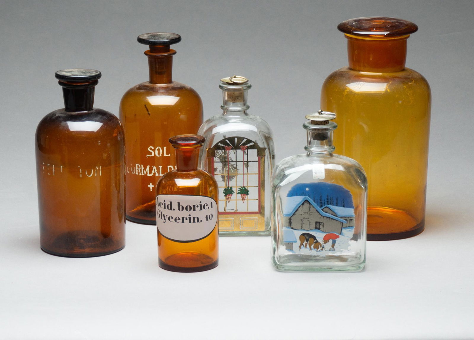 Set of 6 Vintage Apothecary Bottles (1 of 2)