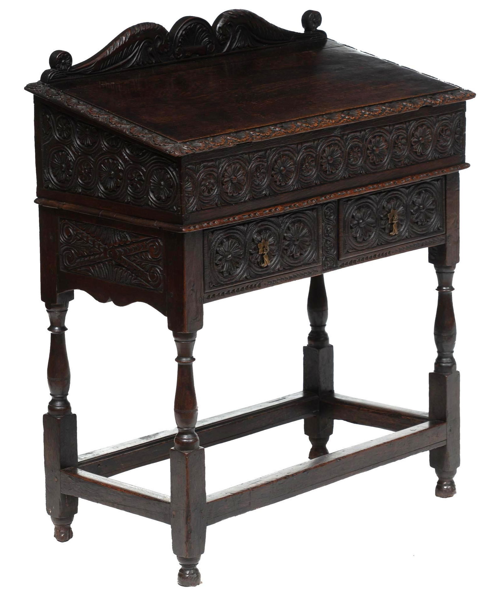 19th Century Jacobean Slant Top Writing Desk (1 of 4)