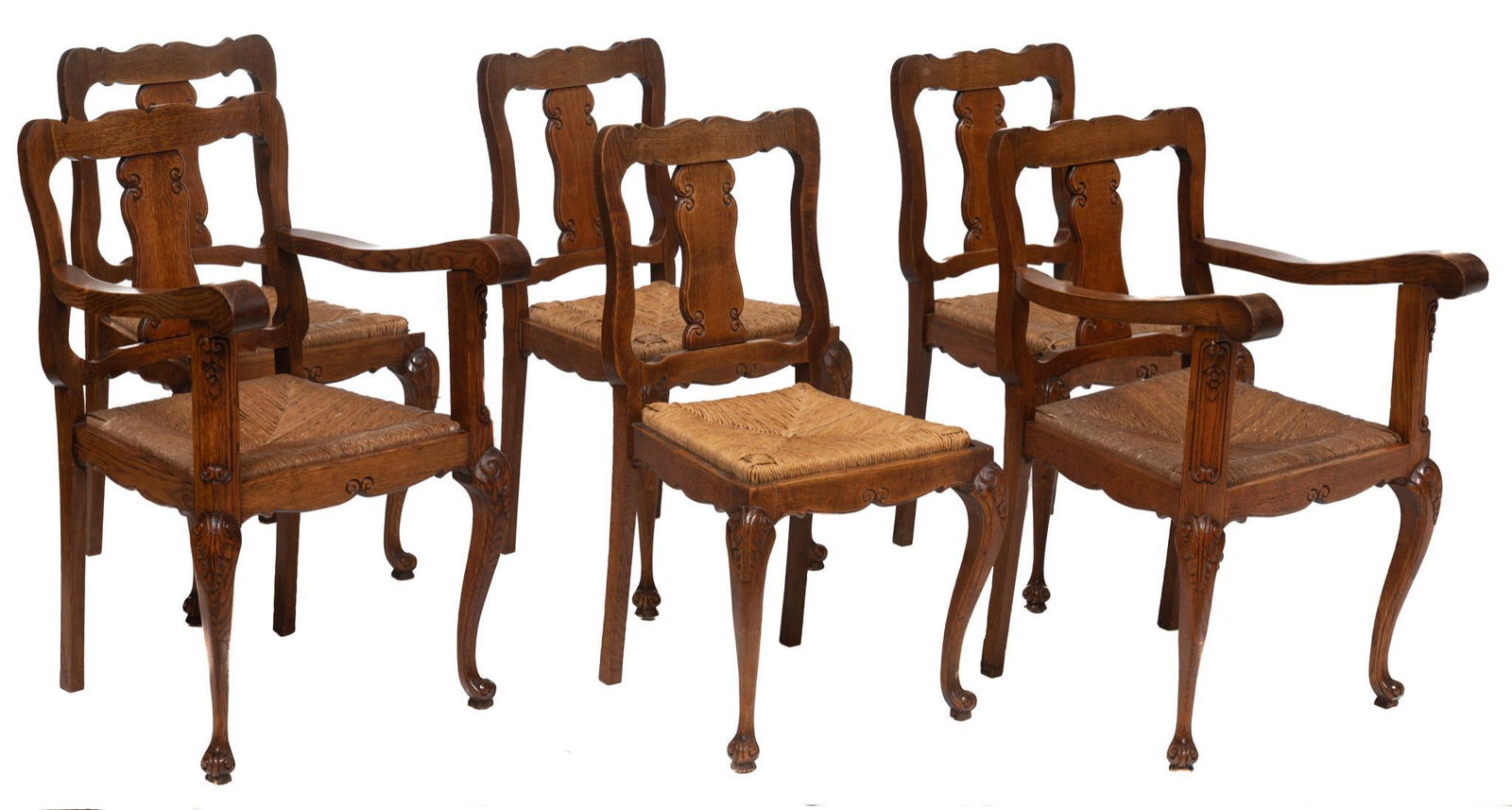 Set of 6 French Provincial Rush Seat Dining Chairs (1 of 3)