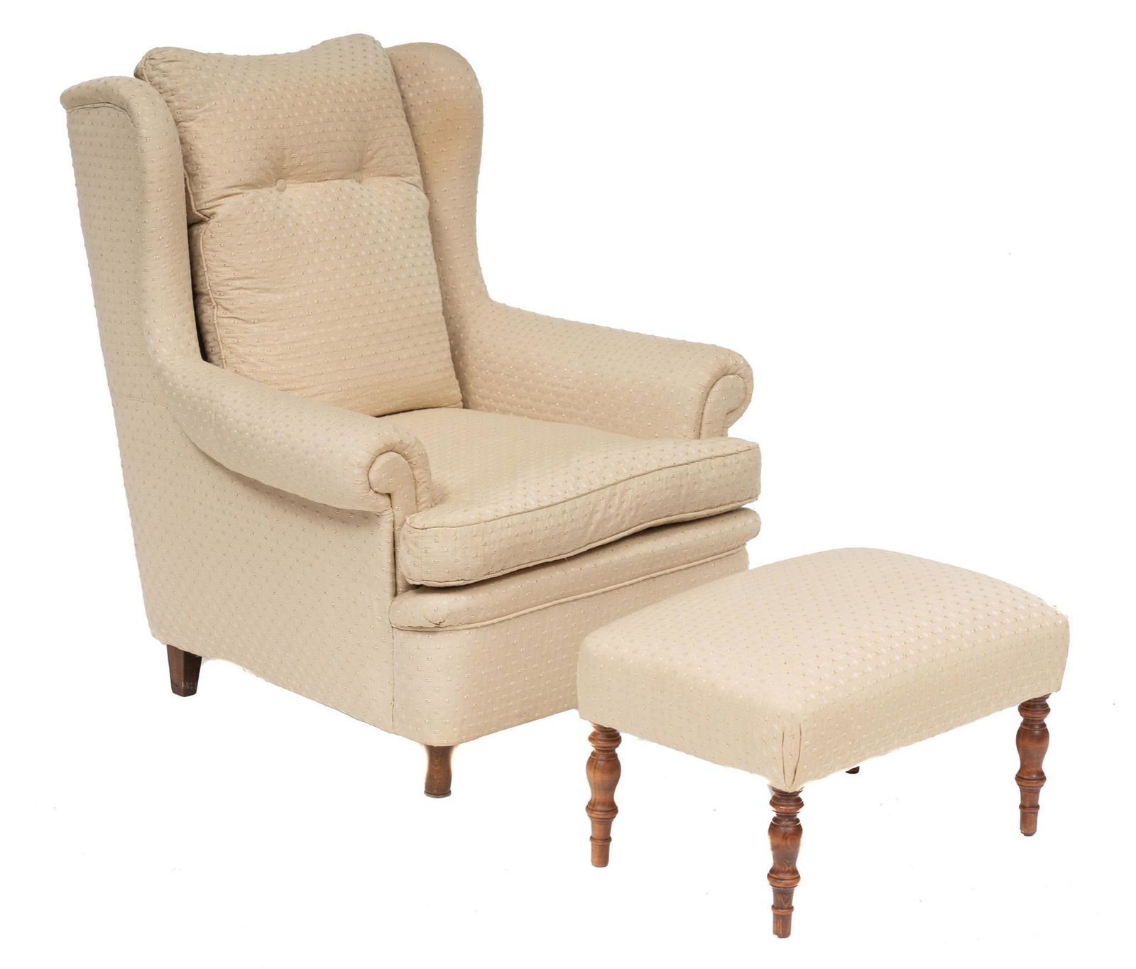 Vintage Wing Back Chair and Ottoman (1 of 3)