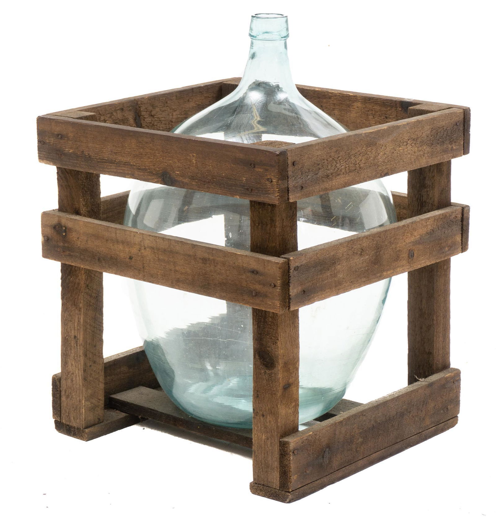 Vintage Hand Blown Glass Carboy in Crate (1 of 3)