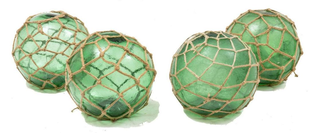 Lot of 4 Vintage Hand Blown Glass Nautical Floats (1 of 2)