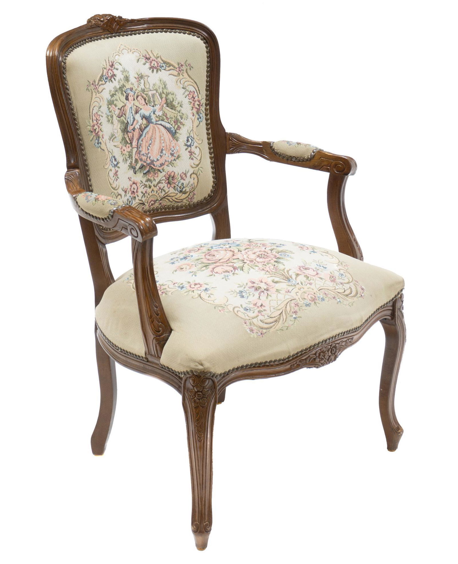 Louis XV Needlepoint Fauteuil Chair (1 of 3)
