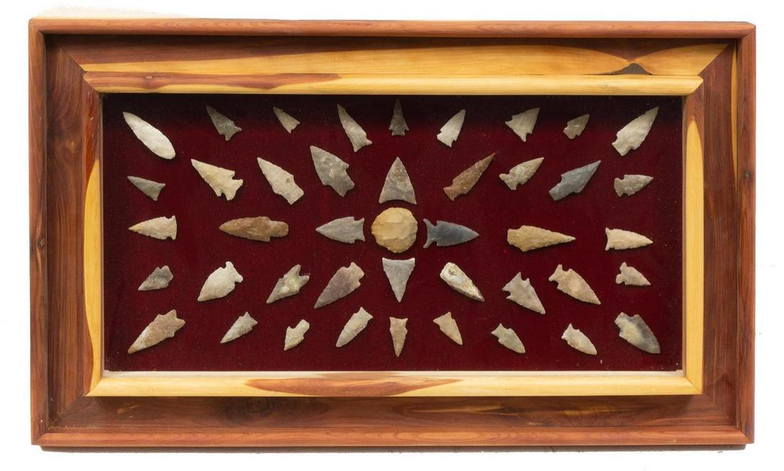 Framed Arrowhead Point Display, To Include 43 Artifacts (1 of 3)
