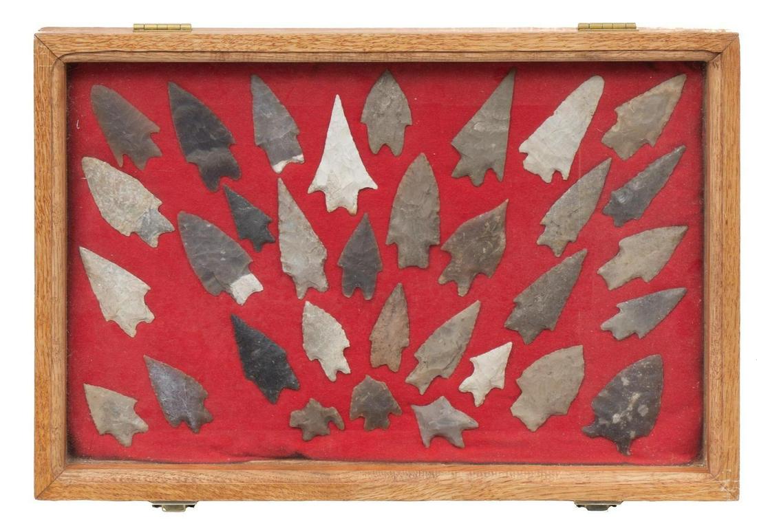 Framed Arrowhead Point Display, To Include 33 Artifacts (1 of 3)