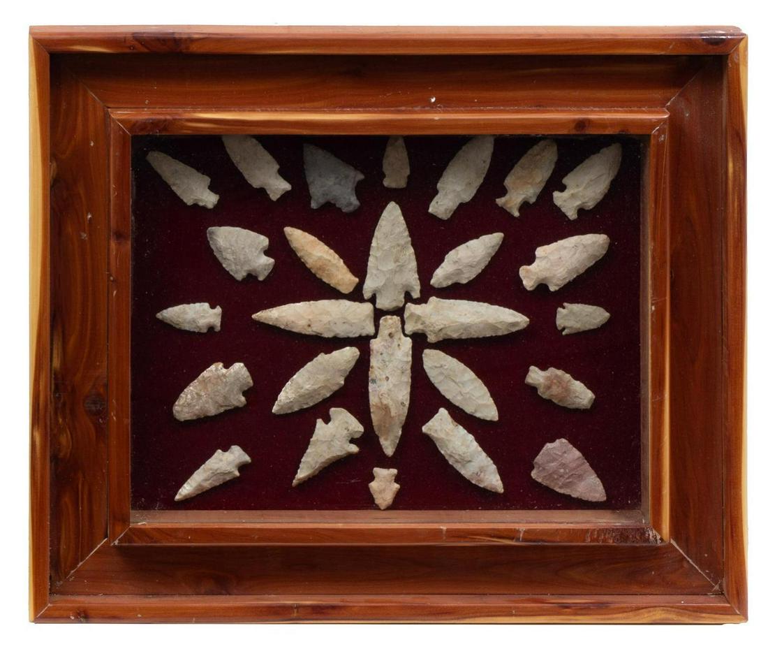 Framed Arrowhead Point Display, To Include 26 Artifacts (1 of 3)