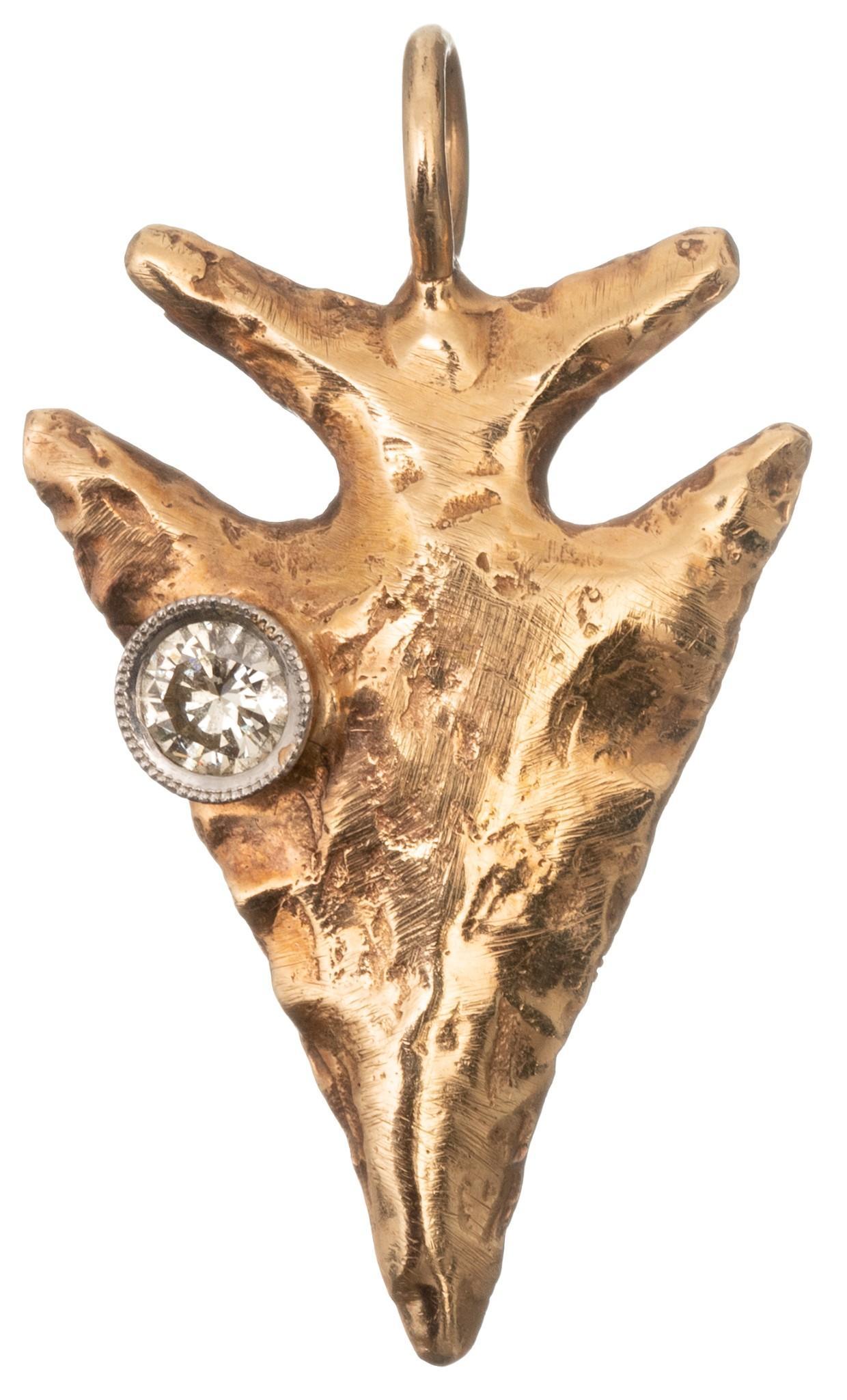 14k Gold Arrowhead Pendant with Diamond (1 of 3)