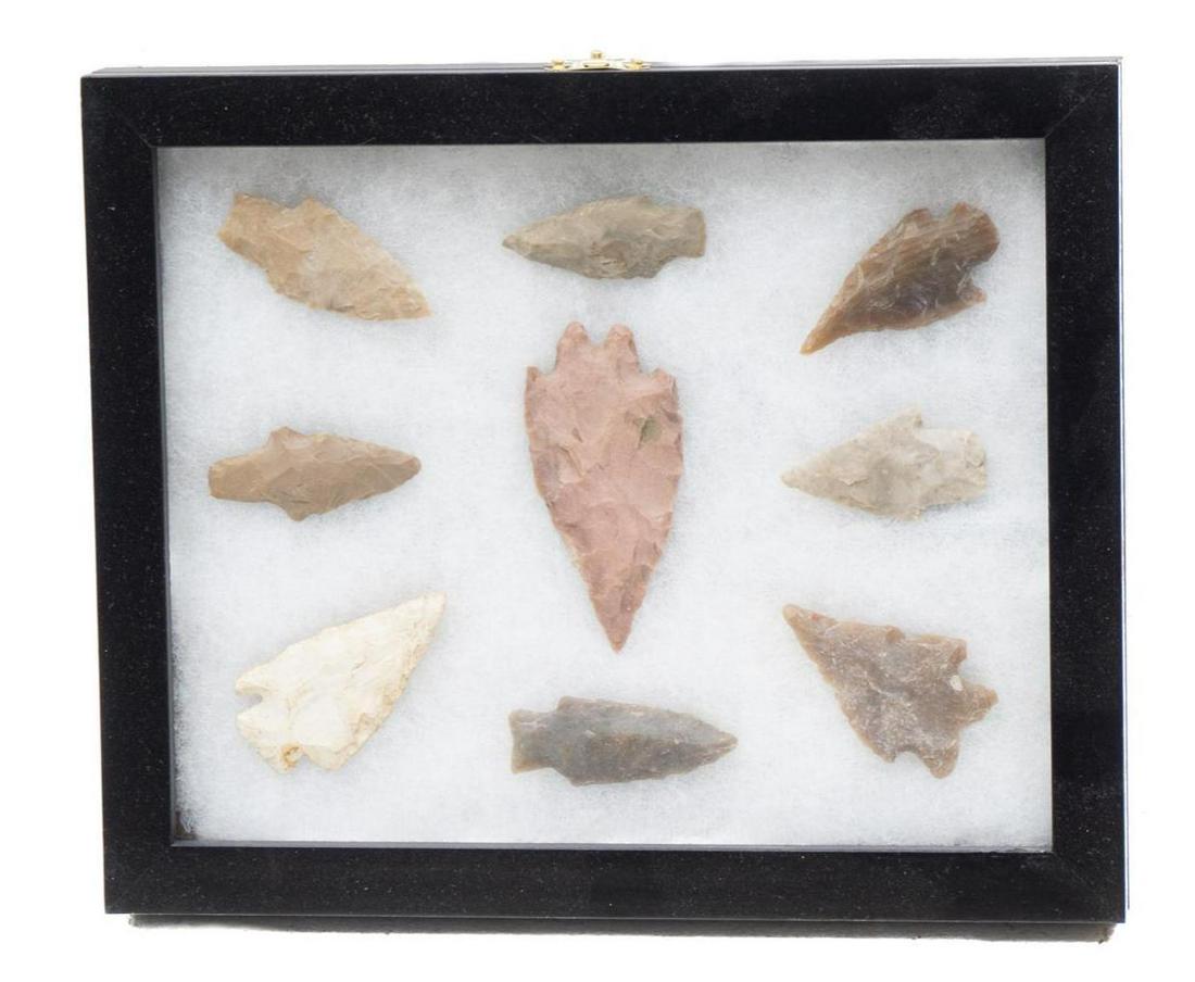 Framed Arrowhead Point Display, To Include 9 Artifacts (1 of 3)