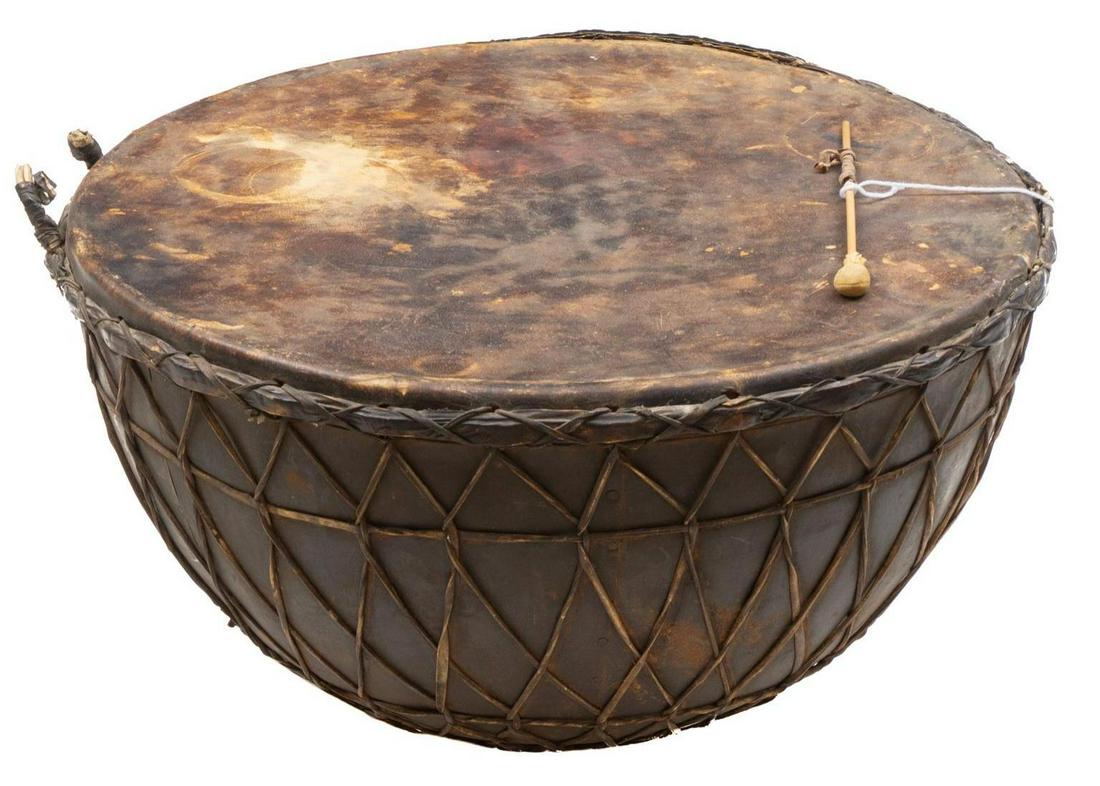 Large Primitive Drum with Mallet (1 of 4)