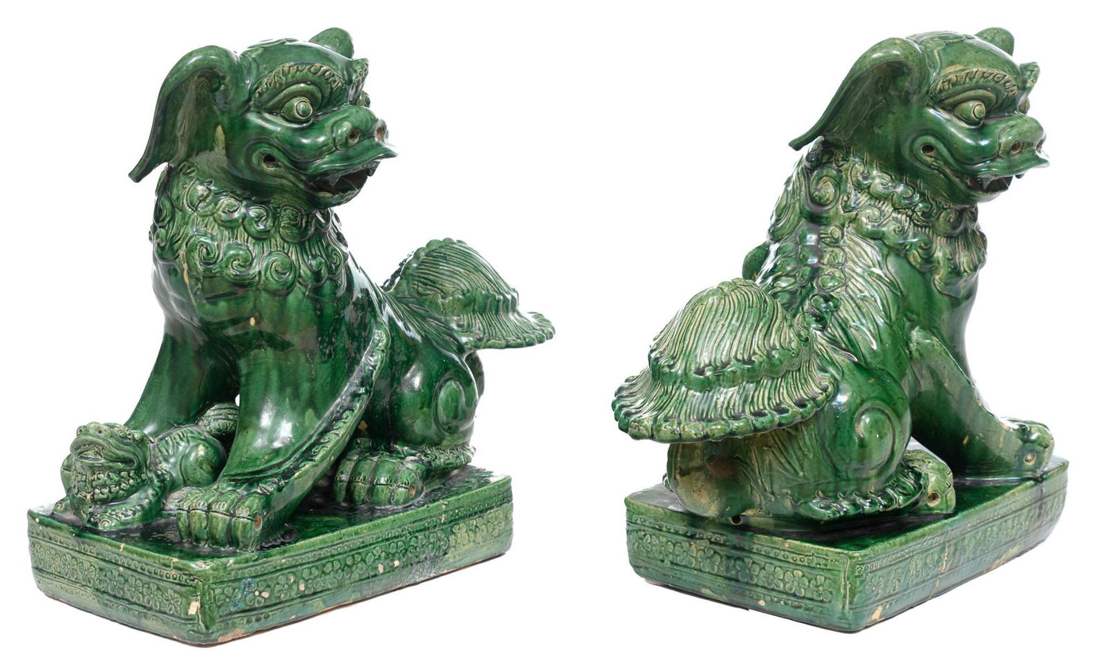 Pair of Chinese Ceramic Foo Dogs (1 of 3)