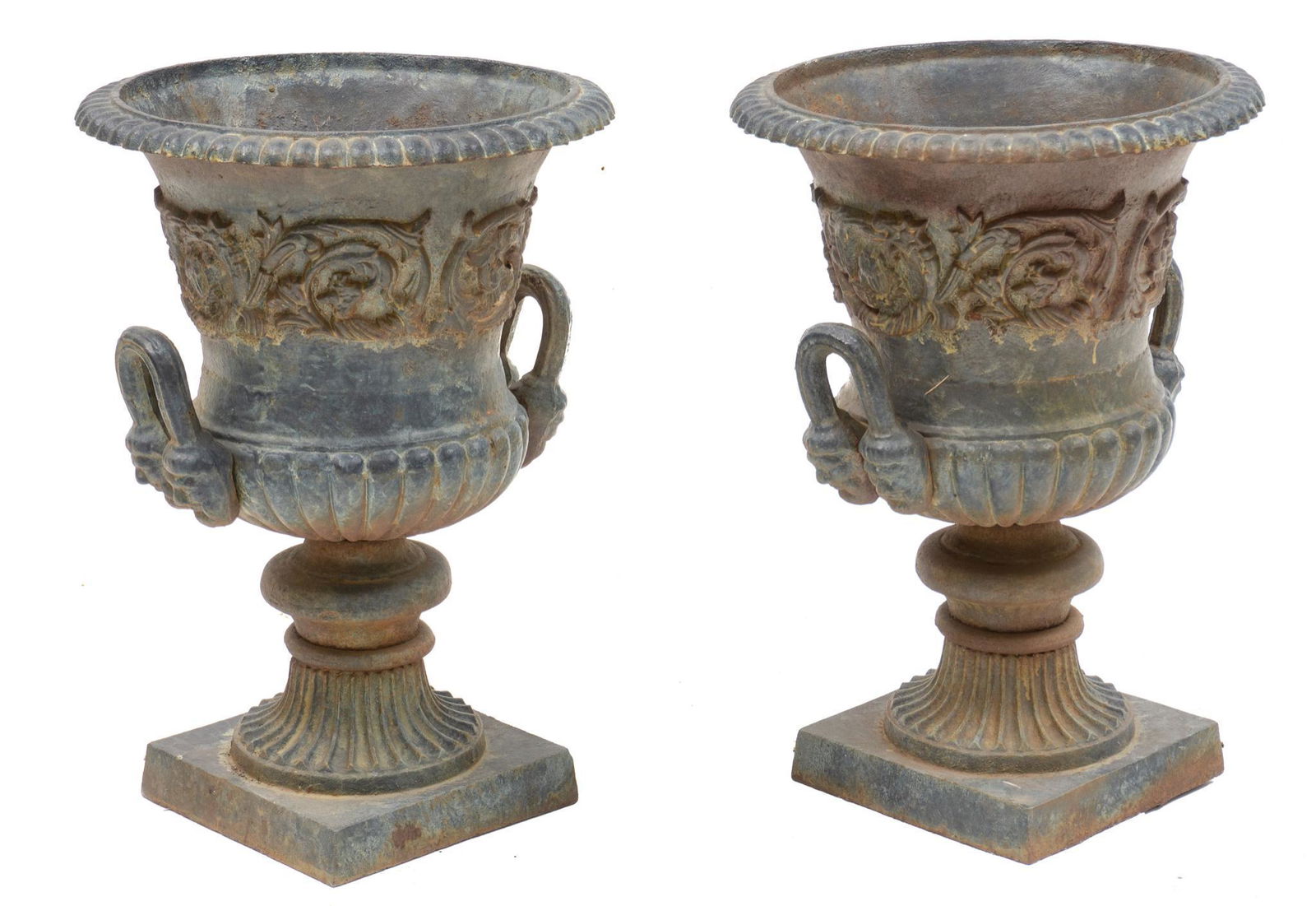 Pair of Cast Iron Garden Urns (1 of 3)