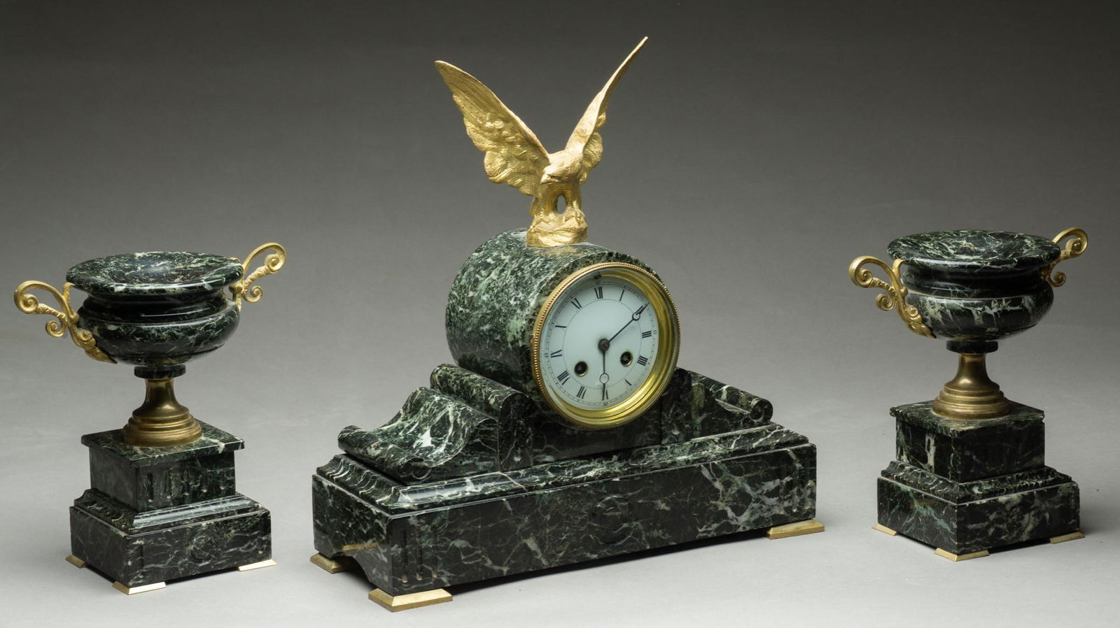 French Empire Style Marble Clock Garniture Set (1 of 4)