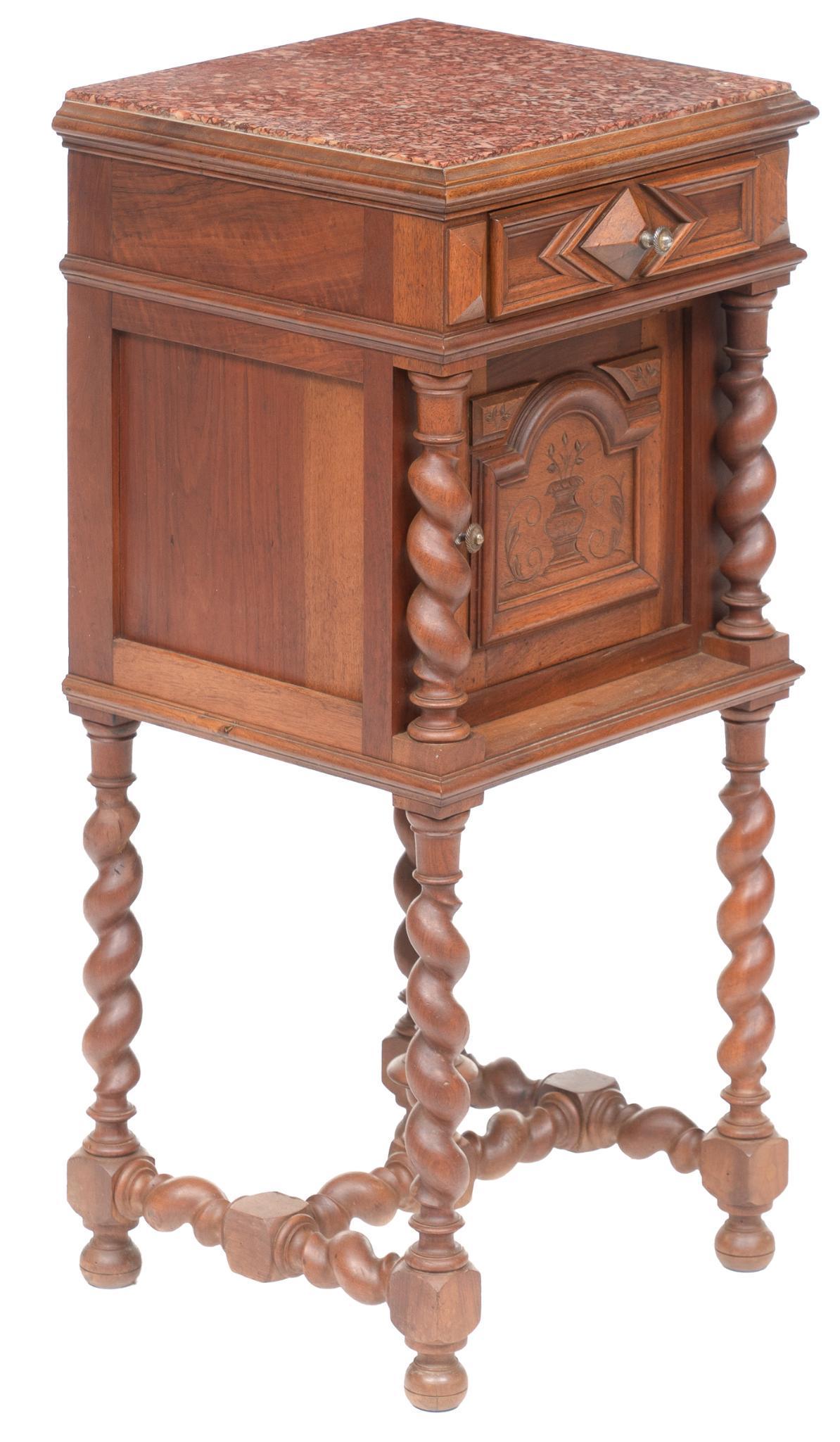 Louis XV Style Marble Top Barley Twist Night Stand (1 of 5)