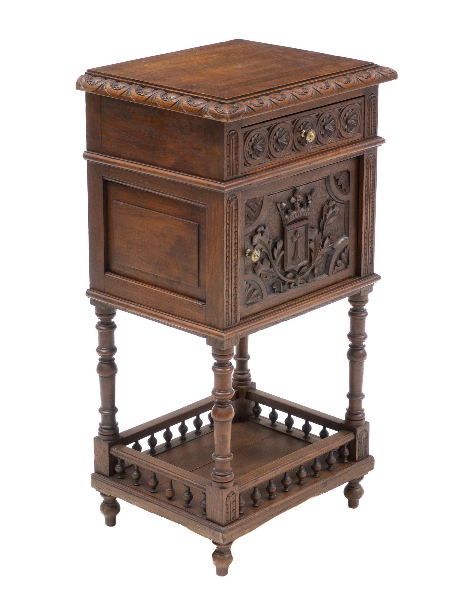 Heavily Carved Breton Night Stand (1 of 4)