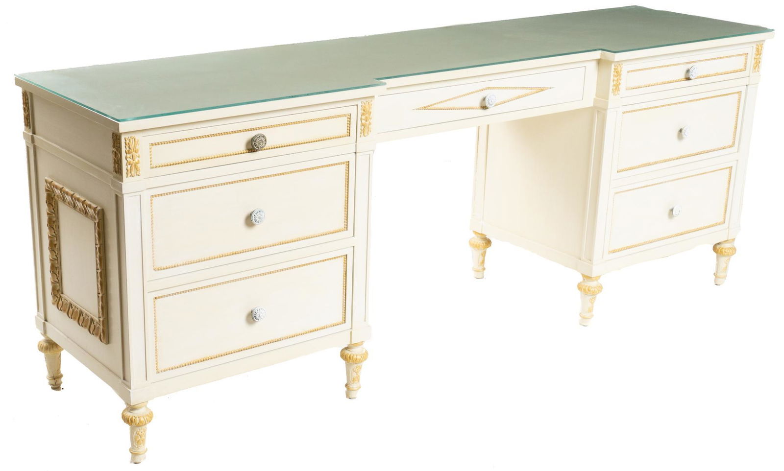 French Empire Glass Top Executive Desk (1 of 4)