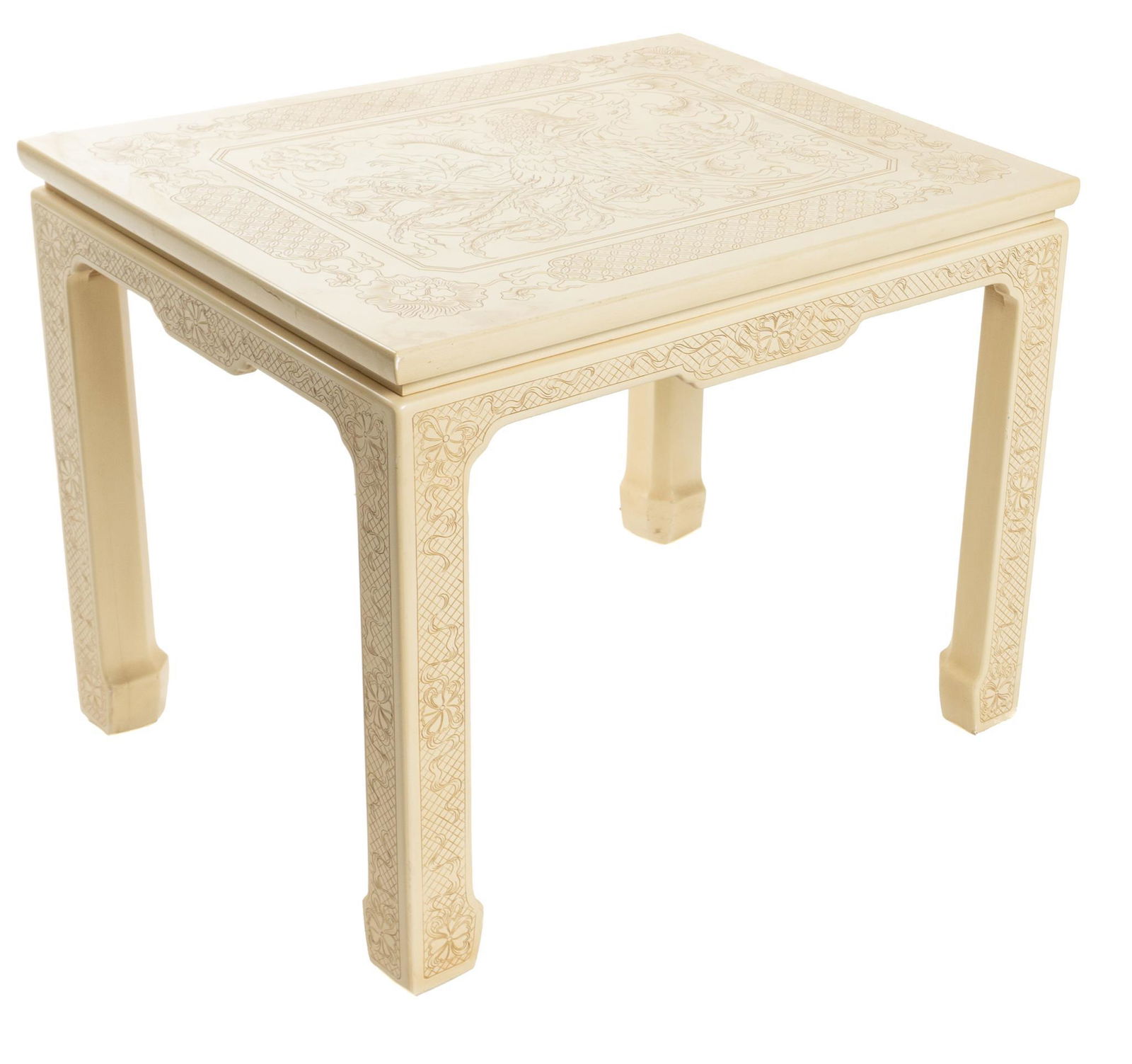Carved Asian Phoenix Side Table (1 of 4)