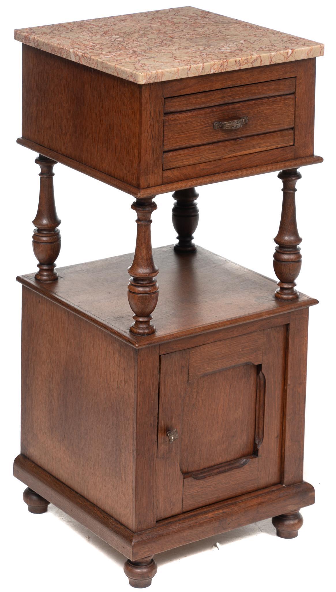 Henri II Style Marble Top Night Stand (1 of 4)