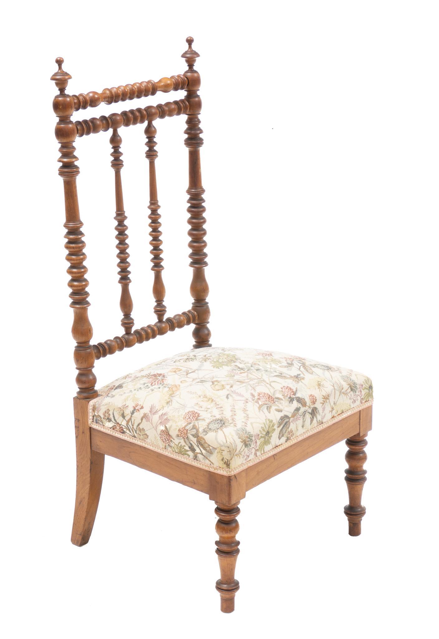 French Provincial Prie-Dieu: French Provincial prayer kneeler/ prie-Dieu, floral upholstery, turned wooden frame 39.5 x 16 x 16.5" We happily provide seamless shipping services on everything we sell. Please email us at shipping