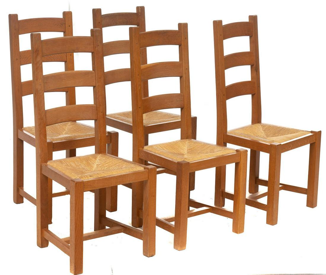 Set of 5 Rush Seat Dining Chairs (1 of 4)