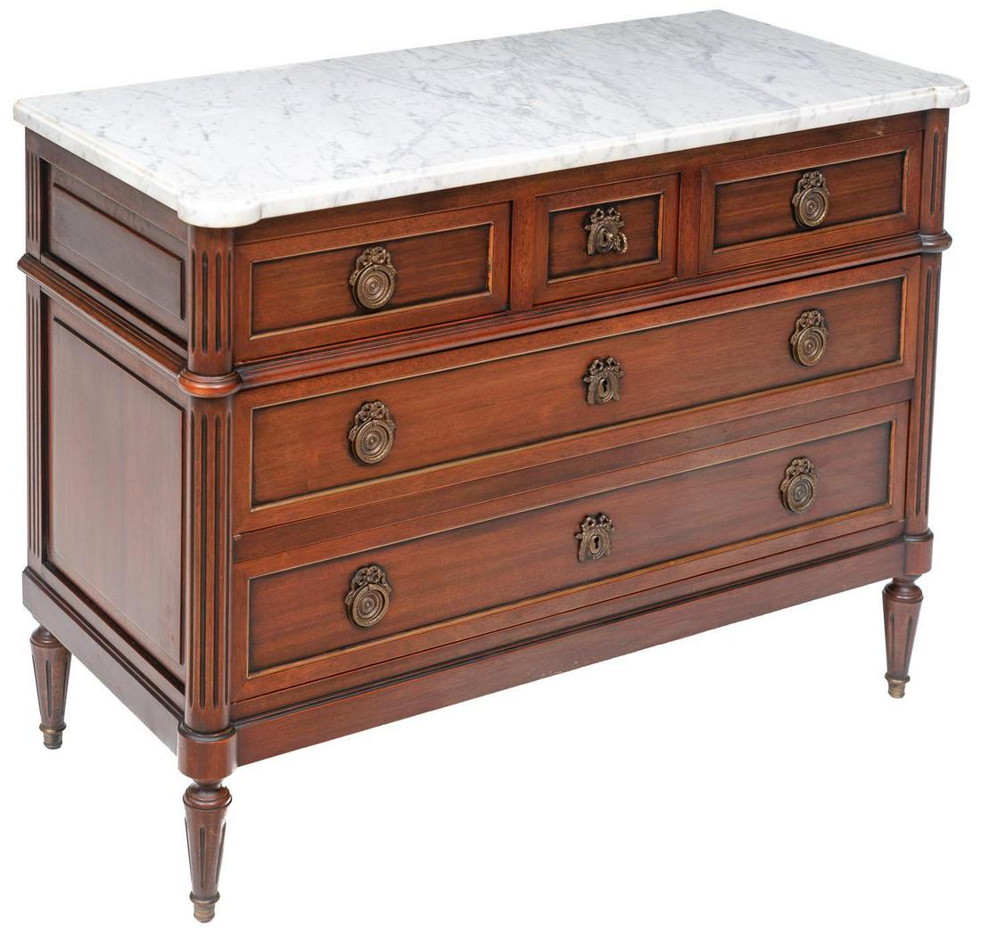 Louis III Style Marble Top Chest of Drawers (1 of 4)