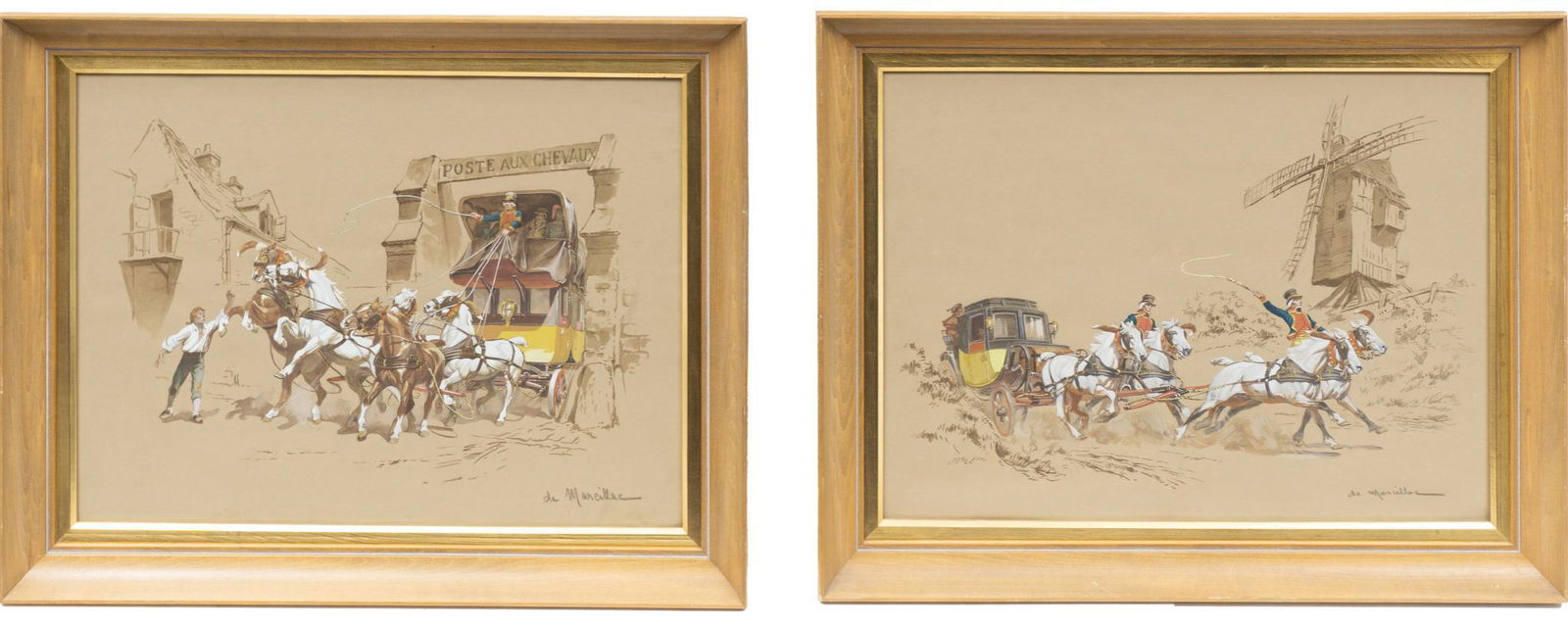 De Marcillac (20th C.), French Scenes, Pair (1 of 4)