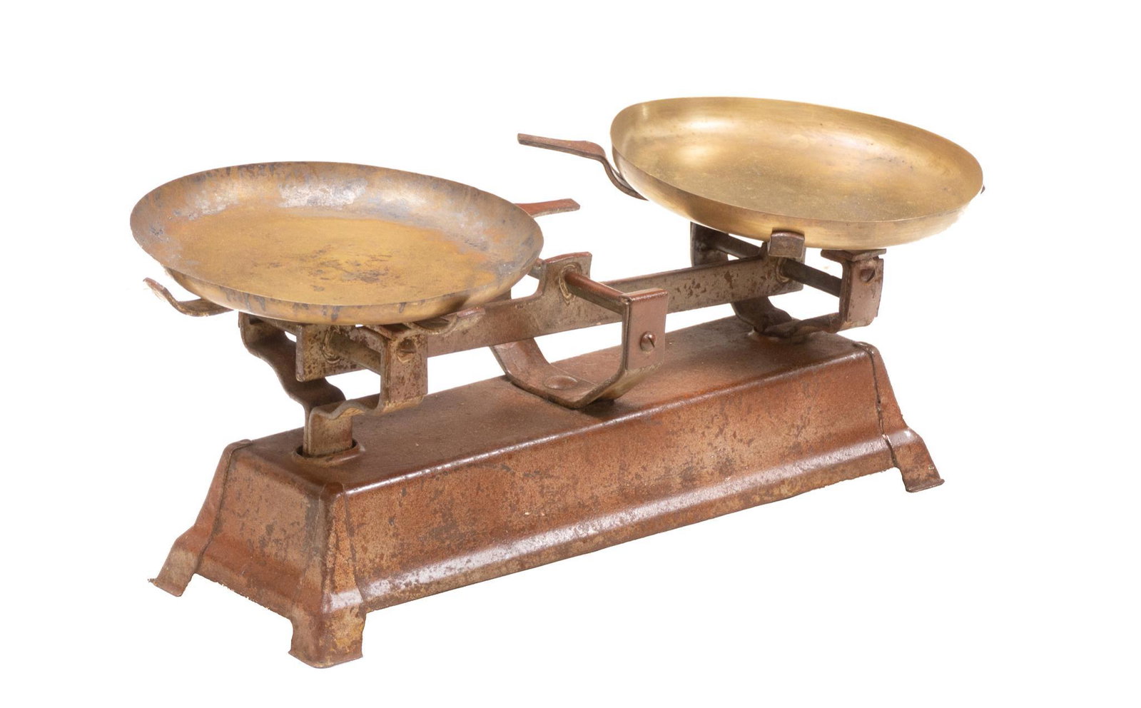 Vintage French Balance Bar Scale: Vintage balance bar scale from Provenance, France, brass and cast iron 7 x 18 x 7" We happily provide seamless shipping services on everything we sell. Please email us at shipping@vogtauction.com 