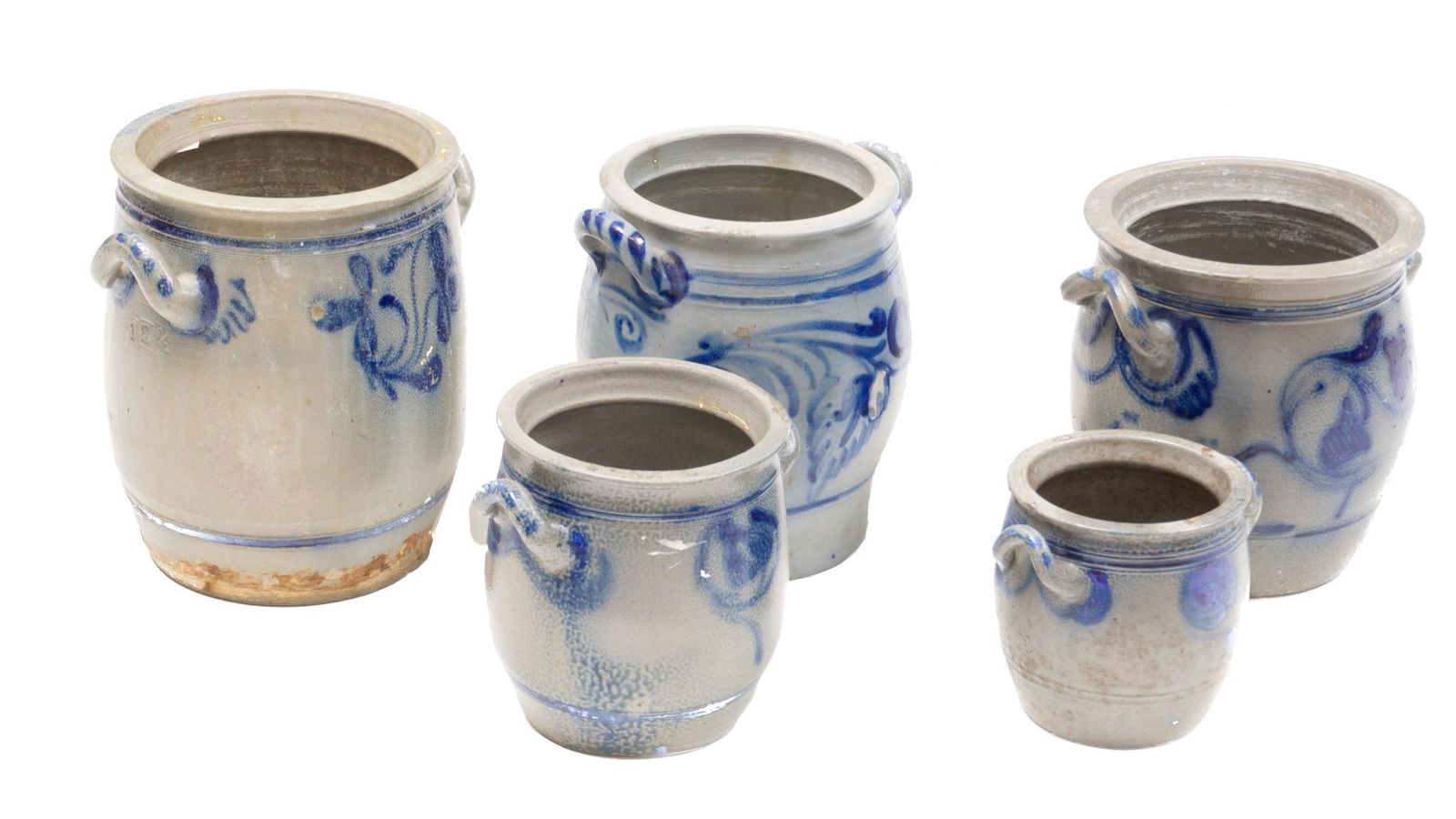 Lot of 5 Vintage French Salt Glazed Crocks (1 of 4)