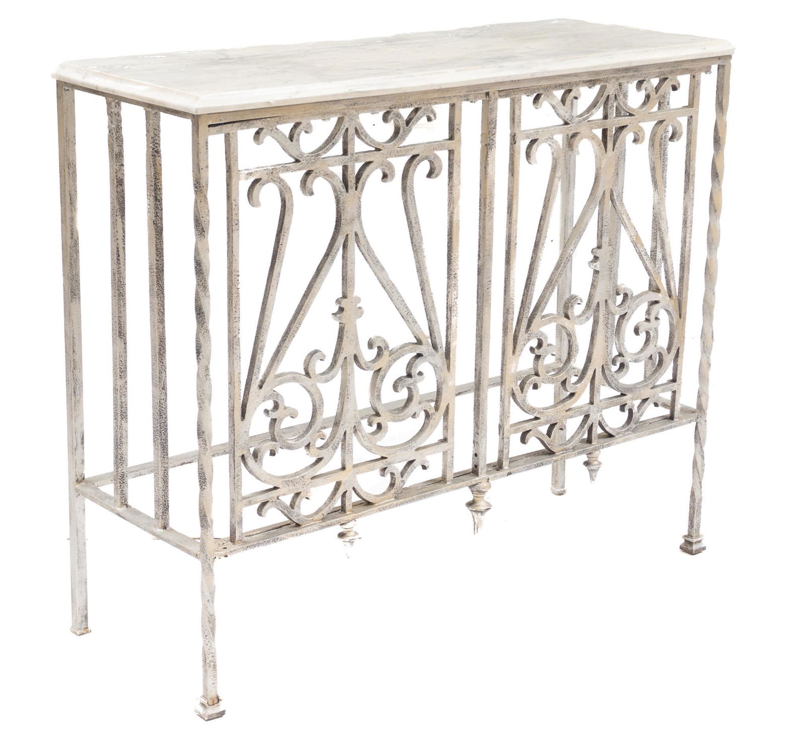 Wrought Iron and Marble Top Console (1 of 3)