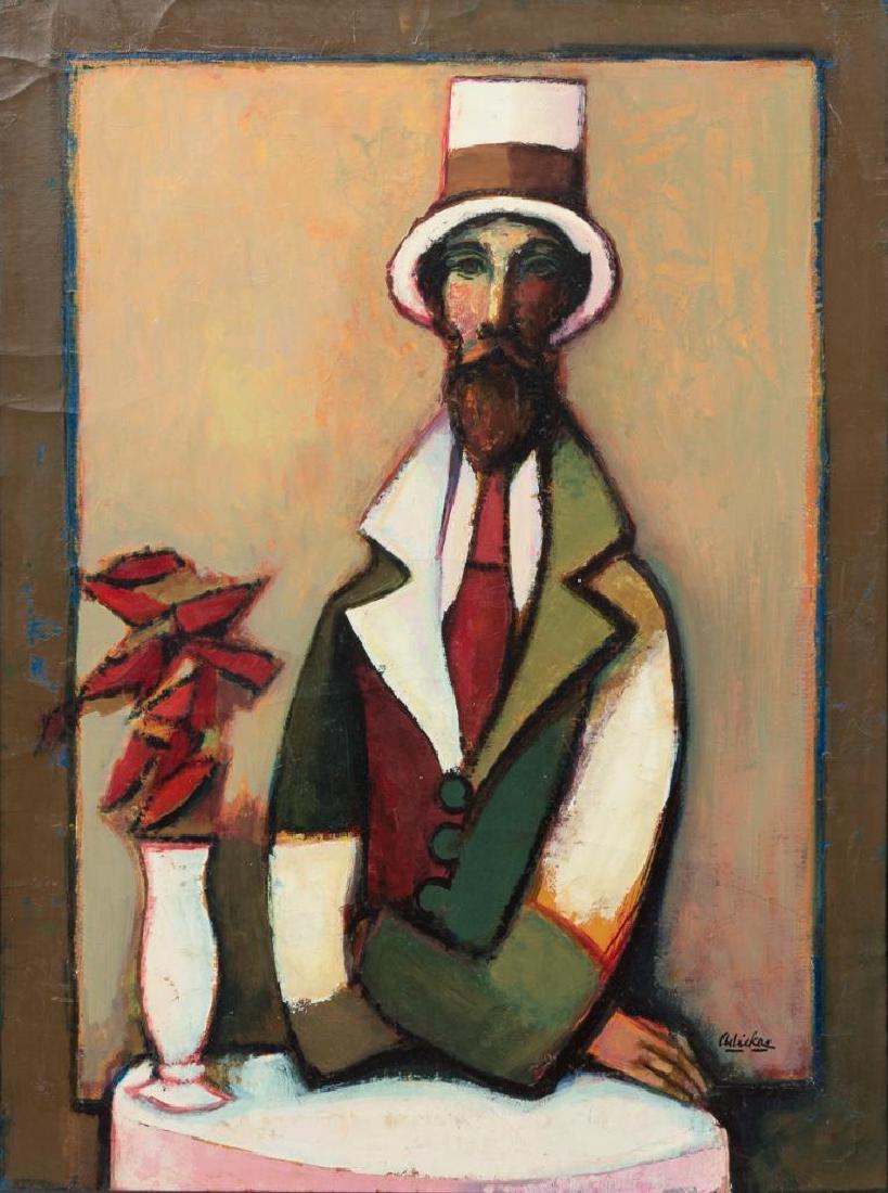 David Adickes (b. 1927), Man at a Table, oil on canvas,: David Adickes (b. 1927), Man at a Table, oil on canvas, 28 x 21", frame: 29 x 22" David Adickes was born in 1927 in Texas. The career of this well known Texas artist and sculptor spans six decades. Bo