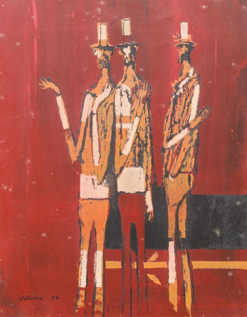 David Adickes (b. 1927), Men in Hats, serigraph EA: David Adickes (b. 1927), Men in Hats, serigraph EA, 20 x 16", frame: 25.25 x 21.25" David Adickes was born in 1927 in Texas. The career of this well known Texas artist and sculptor spans six decades.