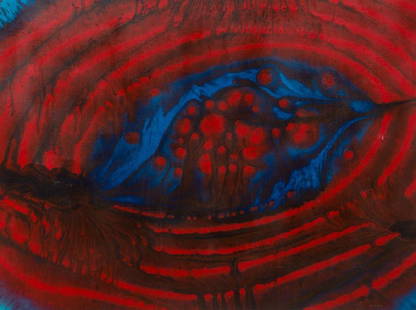 Ralph White (1921-2004), Red Abstract, acrylic: Ralph White (1921-2004), Red Abstract, acrylic on paperboard, sight: 28 x 36", frame: 29.5 x 37.75" As long as he was alive, White was creating art. He leaves behind six decades of work, much of it in