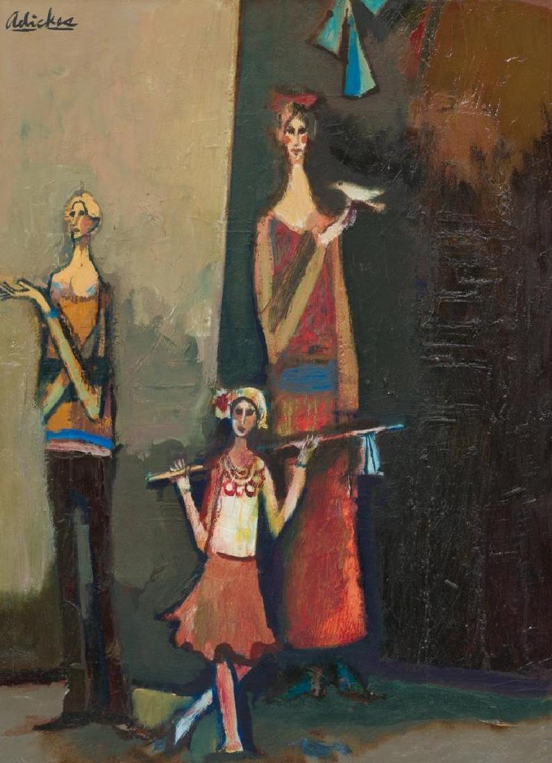 David Adickes (b. 1927), Family, oil on canvasboard: David Adickes (b. 1927), Family, c. 1980, oil on canvasboard, 16 x 12", frame: 23.25 x 19.25" David Adickes was born in 1927 in Texas. The career of this well known Texas artist and sculptor spans six